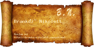 Brankó Nikolett névjegykártya